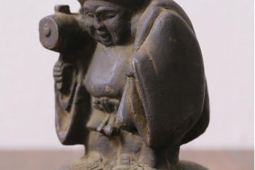 アンティーク雑貨　明治期　古銅　恵比寿・大黒像　置物(ブロンズ、時代物)(R-042564)