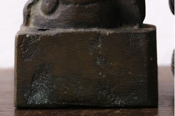 アンティーク雑貨　明治期　古銅　恵比寿・大黒像　置物(ブロンズ、時代物)(R-042564)