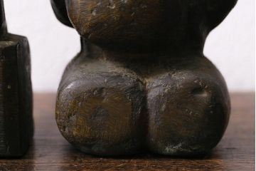 アンティーク雑貨　明治期　古銅　恵比寿・大黒像　置物(ブロンズ、時代物)(R-042564)