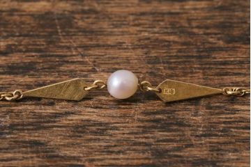 ヴィンテージアクセサリー　K18(18金)　パール　羽織紐(真珠、和装小物、ビンテージ)(R-042565)