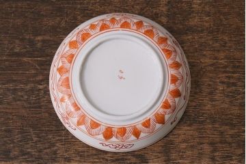 アンティーク雑貨　明治期　九谷　赤絵皿7枚セット(草花文人物画)(R-042568)