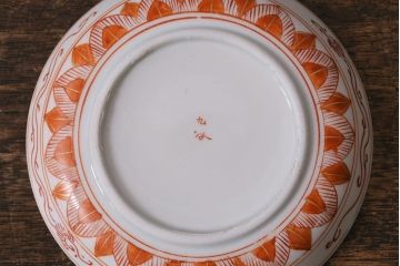 アンティーク雑貨　明治期　九谷　赤絵皿7枚セット(草花文人物画)(R-042568)