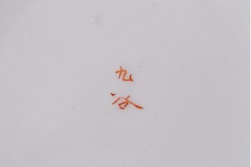 アンティーク雑貨　明治期　九谷　赤絵皿7枚セット(草花文人物画)(R-042568)