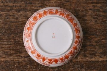 アンティーク雑貨　明治期　九谷　赤絵皿7枚セット(草花文人物画)(R-042568)