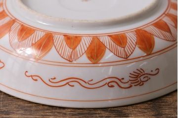 アンティーク雑貨　明治期　九谷　赤絵皿7枚セット(草花文人物画)(R-042568)