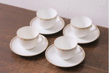アンティーク雑貨　昭和初期　東洋陶器　カップ&ソーサー4客(トートー、TOTO)(R-042569)