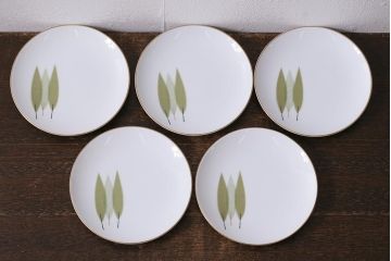 アンティーク雑貨　昭和レトロ　ノリタケ(Noritake)　若杉シリーズ　カップ&ソーサー5客(シュガーポット、シュガースプーン)(R-042570)