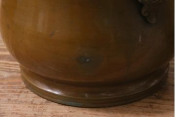 アンティーク雑貨　取っ手がおしゃれな真鍮火鉢一対(手あぶり、金属火鉢)(R-042572)