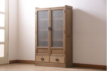 アンティーク家具　ストリップド(剥離)　大振り　ノスタルジックなナラ材製の本箱(ブックケース、収納棚、キャビネット)(R-042574)