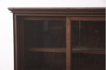 アンティーク家具　和製アンティーク　栓材　大正ロマン　和洋折衷デザインが魅力のガラス戸棚(収納棚、飾り棚、食器棚、キャビネット)(R-042575)
