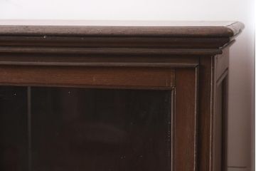 アンティーク家具　和製アンティーク　栓材　大正ロマン　和洋折衷デザインが魅力のガラス戸棚(収納棚、飾り棚、食器棚、キャビネット)(R-042575)