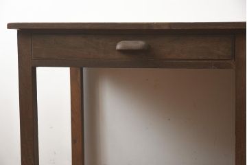 アンティーク家具　栗材　大振りサイズのレトロな木製の片袖デスク(ワークデスク、机、在宅ワーク、在宅用)(R-042580)