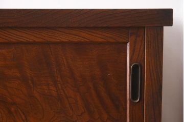 アンティーク家具　和製アンティーク　前面欅材　杢目が魅力的な重ね戸棚(関東水屋箪笥、収納棚、キャビネット)(R-042583)