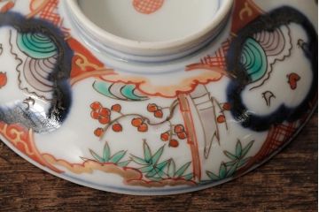 アンティーク雑貨　江戸期　古伊万里　色絵染付蓋茶碗2客セット(和食器)(R-042587)