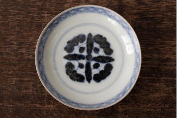 アンティーク雑貨　江戸期　古伊万里　色絵染付蓋茶碗2客セット(和食器)(R-042587)