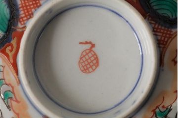 アンティーク雑貨　江戸期　古伊万里　色絵染付蓋茶碗2客セット(和食器)(R-042588)