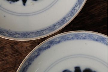 アンティーク雑貨　江戸期　古伊万里　色絵染付蓋茶碗2客セット(和食器)(R-042588)
