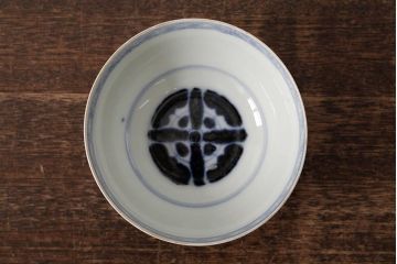 アンティーク雑貨　江戸期　古伊万里　色絵染付蓋茶碗2客セット(和食器)(R-042588)