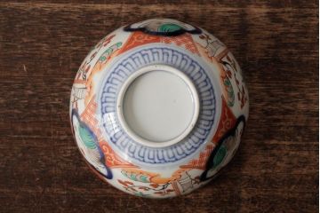 アンティーク雑貨　江戸期　古伊万里　色絵染付蓋茶碗2客セット(和食器)(R-042588)