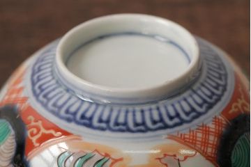アンティーク雑貨　江戸期　古伊万里　色絵染付蓋茶碗2客セット(和食器)(R-042588)