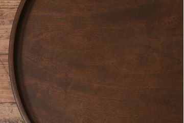 昭和中期　桂(カツラ)材一枚板　大きな刳り貫き盆(丸盆、くりぬき盆)(R-042591)