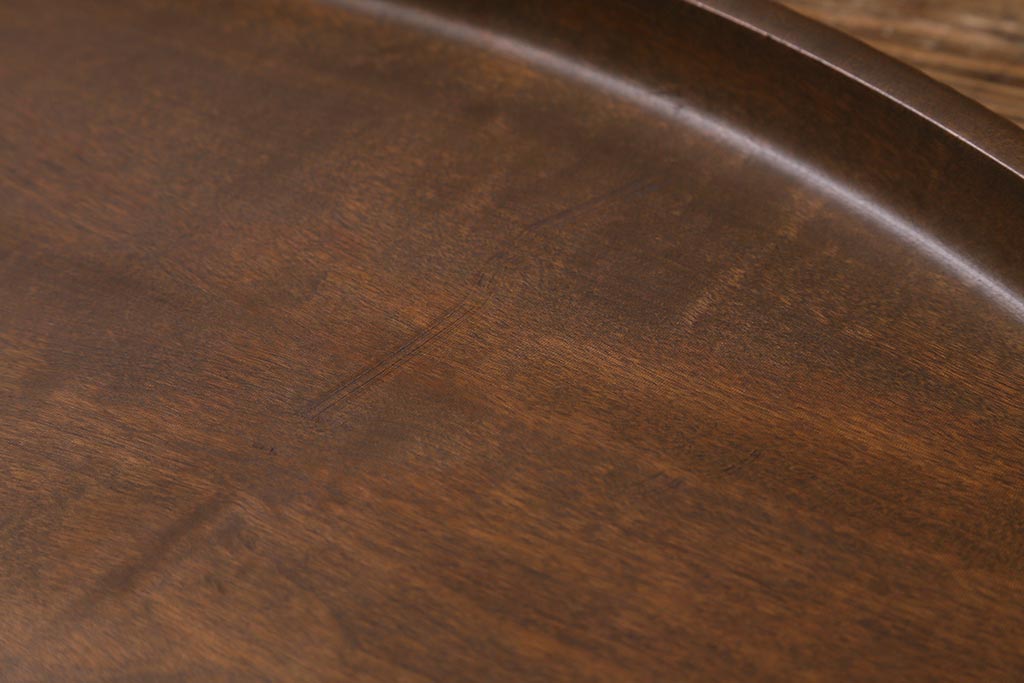 昭和中期　桂(カツラ)材一枚板　大きな刳り貫き盆(丸盆、くりぬき盆)(R-042591)