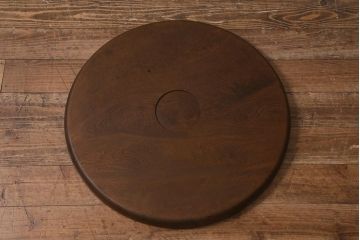 昭和中期　桂(カツラ)材一枚板　大きな刳り貫き盆(丸盆、くりぬき盆)(R-042591)