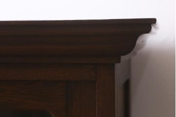 和製アンティーク　大正昭和初期　ニレ材　大正ロマン　落ち着いた大人の優美さ漂うブックケース(本箱、戸棚、飾り棚)(R-042595)