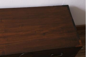 アンティーク家具　和製アンティーク　明治期　総桐材　上手物　銅金具　新潟産　観音扉　十字金具　重ね箪笥(時代箪笥、衣装箪笥、古箪笥、桐箪笥、桐たんす)(R-042597)