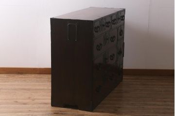 アンティーク家具　明治期　前面ケヤキ材　木地呂塗り　繊細で上質な仙台姫箪笥(時代箪笥、衣装箪笥)(R-042598)