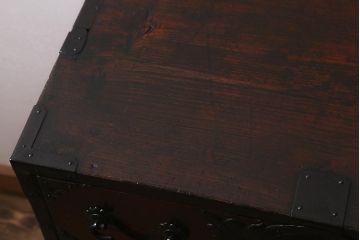 アンティーク家具　明治期　前面ケヤキ材　木地呂塗り　繊細で上質な仙台姫箪笥(時代箪笥、衣装箪笥)(R-042598)