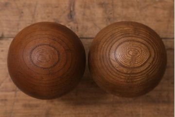 アンティーク雑貨　和製アンティーク　欅材　激レア!大正昭和初期の木製ボーリングセット(おもちゃ、ディスプレイ)(R-042610)