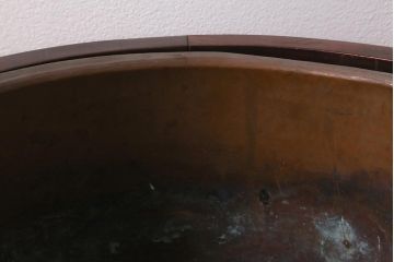 アンティーク雑貨　和製アンティーク　紫檀(シタン)材　珍品　円筒形　上質な造りの丸火鉢(手あぶり、木製火鉢)(R-042612)