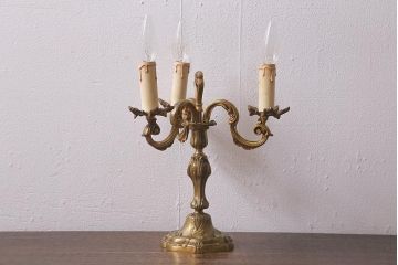 ヴィンテージ照明　フランス　キャンドルスタンド型　エレガントなデザインのテーブルランプ(スタンドライト、卓上照明、ビンテージ)(R-042615)