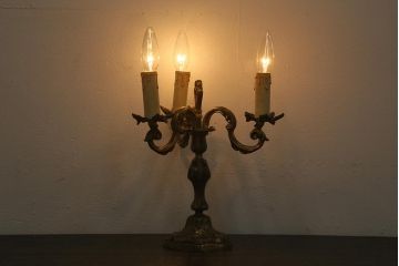 ヴィンテージ照明　フランス　キャンドルスタンド型　エレガントなデザインのテーブルランプ(スタンドライト、卓上照明、ビンテージ)(R-042615)