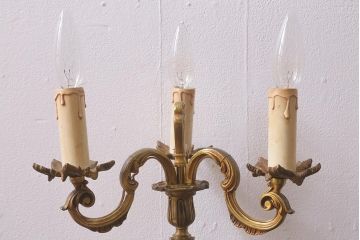 ヴィンテージ照明　フランス　キャンドルスタンド型　エレガントなデザインのテーブルランプ(スタンドライト、卓上照明、ビンテージ)(R-042615)