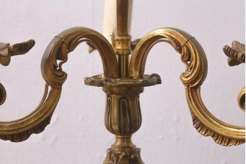 ヴィンテージ照明　フランス　キャンドルスタンド型　エレガントなデザインのテーブルランプ(スタンドライト、卓上照明、ビンテージ)(R-042615)