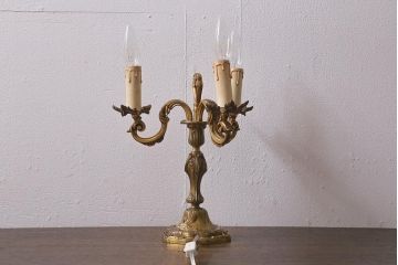 ヴィンテージ照明　フランス　キャンドルスタンド型　エレガントなデザインのテーブルランプ(スタンドライト、卓上照明、ビンテージ)(R-042615)