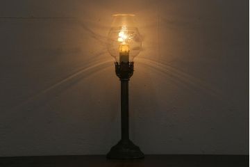 アンティーク照明　昭和初期　ガスランプリメイク　レトロな雰囲気が魅力のテーブルランプ(スタンドライト、卓上照明)(R-042617)