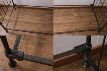 アンティーク家具　フランスアンティーク　シングルサイズ　真鍮　お洒落なアイアンベッドフレーム(R-042622)