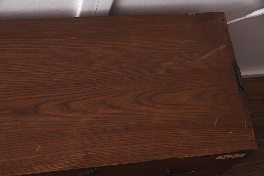 アンティーク家具　ケヤキ・桐・黒柿材　衣装盆付き　上手物の重ね衣装箪笥(和服箪笥、着物箪笥、収納箪笥、キャビネット)(R-042623)