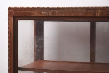 アンティーク家具　昭和レトロ　レリーフが魅力の小ぶりなガラスケース(ショーケース、陳列棚)(R-042628)