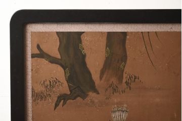 アンティーク建具　大正昭和初期　枠漆　武将　古い趣が魅力の衝立(つい立、パーテーション)(R-042629)