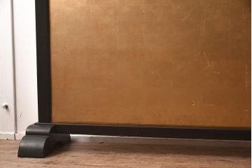 アンティーク建具　大正昭和初期　枠漆　武将　古い趣が魅力の衝立(つい立、パーテーション)(R-042629)