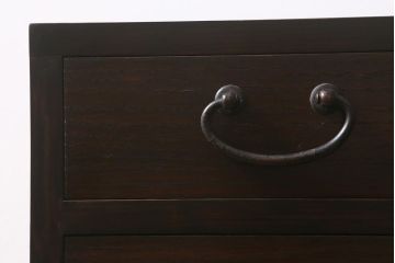 ラフジュ工房オリジナル　古金具リメイク　前板栗材　ヒノキ材　脚付き　サイドチェストにも使える便利な小引き出し(小物収納、サイドチェスト)(R-042637)
