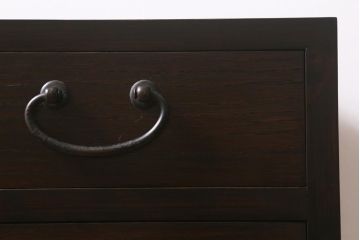 ラフジュ工房オリジナル　古金具リメイク　前板栗材　ヒノキ材　脚付き　サイドチェストにも使える便利な小引き出し(小物収納、サイドチェスト)(R-042637)