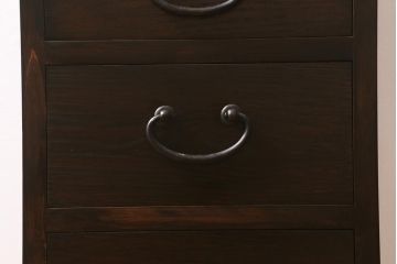 ラフジュ工房オリジナル　古金具リメイク　前板栗材　ヒノキ材　脚付き　サイドチェストにも使える便利な小引き出し(小物収納、サイドチェスト)(R-042637)