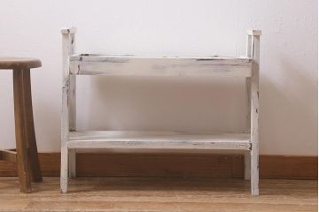 アンティーク家具　昭和初期　ペイント　シャビーシックな佇まいのサイドワゴン(テーブル、サイドテーブル、飾り台、花台)(R-042640)