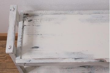 アンティーク家具　昭和初期　ペイント　シャビーシックな佇まいのサイドワゴン(テーブル、サイドテーブル、飾り台、花台)(R-042640)