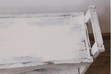 アンティーク家具　昭和初期　ペイント　シャビーシックな佇まいのサイドワゴン(テーブル、サイドテーブル、飾り台、花台)(R-042640)